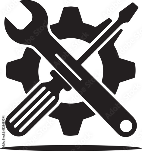 Tools vector wrench icon. Spanner logo design element. Key tool isolated on white background