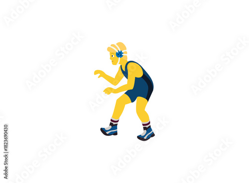 men wrestling sports wrestler man wrestlers red blue emoji symbol sign icon vector illustration isolated flat 