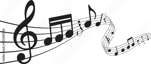 vector sheet music - musical notes melody on transparent background