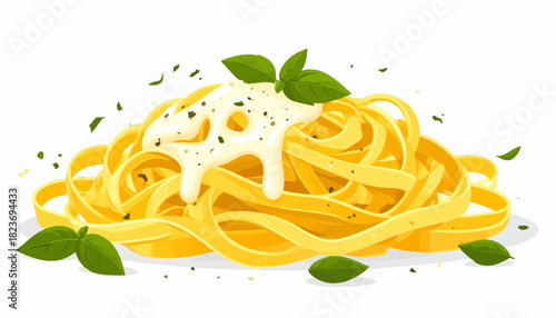 Delicious Fettuccine Alfredo with fresh basil and parsley, a classic Italian pasta dish