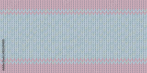 Light blue wool knitted texture with pink stripes seamless pattern background