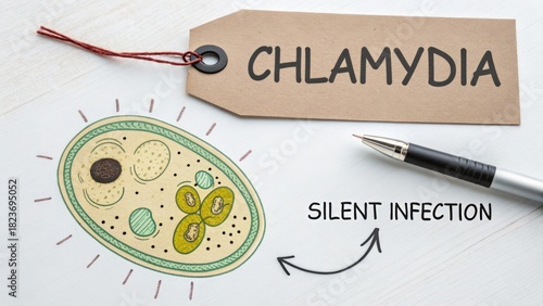 Diagram of Chlamydia Bacteria Cell and Labeled Silent Infection