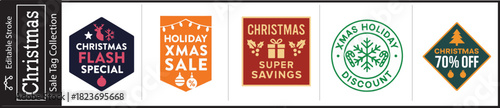 Holiday season sales tag collection for Christmas marketing campaigns offers festive discounts to boost revenue and attract seasonal shoppers instantly