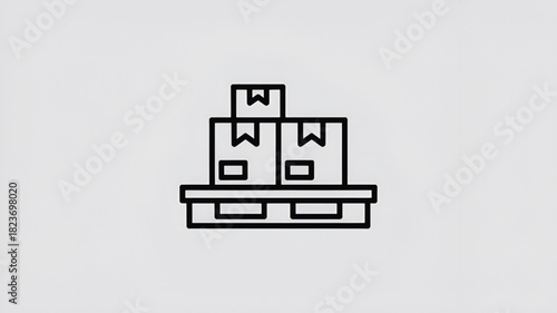 Boxes on a pallet icon simple line vector illustration for delivery and storage concepts