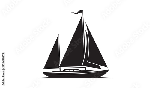 sailing boat on white background