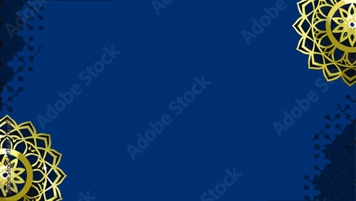 Golden mandalas on a deep blue background design