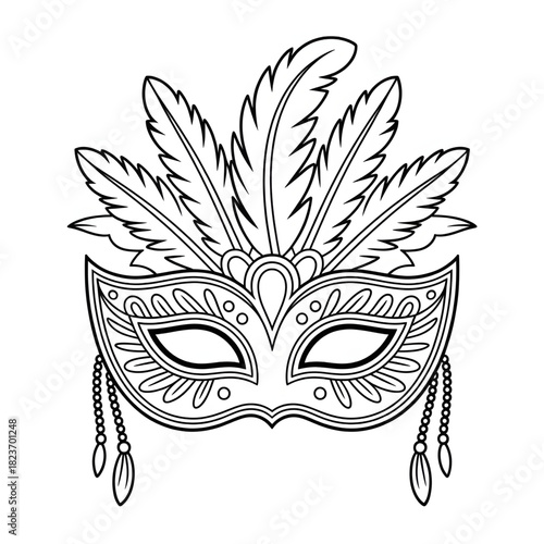 Mask illustration vector style coloring page