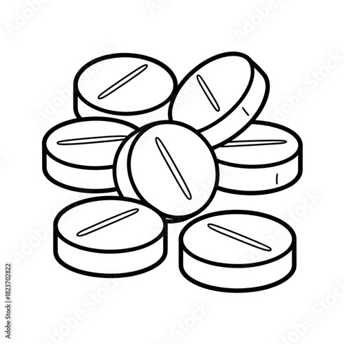 pills on white background coloring page 
