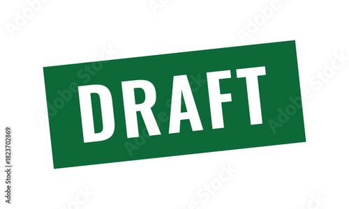 Green draft stamp icon for preliminary document status and revision