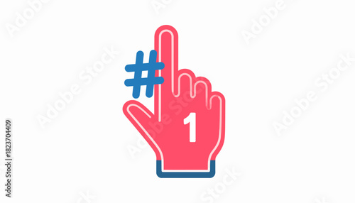 Illustration of a hand with a number one and hashtag symbol.