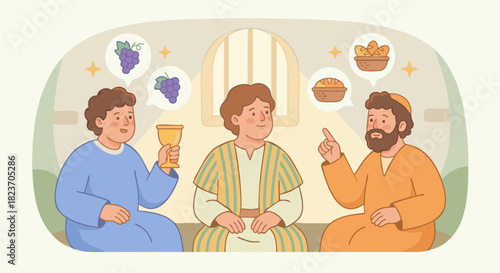 Joseph Interpreting the Cupbearer & Baker’s Dreams
Bible story
Joseph kindly listening to the cupbearer and baker, dream symbols