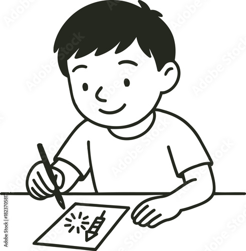 Young boy excitedly preparing to light small colorful fireworks for a celebration