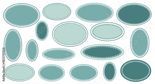 Collection of oval shapes in soft teal palette. Smooth outlines create gentle decorative forms. Calm colors make the set versatile for many creative projects