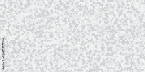 Abstract geometric white and gray background seamless mosaic and low polygon triangle texture wallpaper. Triangle shape retro wall grid pattern geometric ornament tile vector square element.	