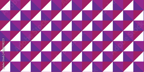 Seamless pink and purple geometric cube creative concept triangle overlapping overlap square technology texture. geometric digital cubes fabric and wallpaper grid block texture background.	