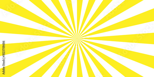 Vector sunray stripe background. Light sunburst glowing background. Sunburst pattern summer social banner. vector illustration pattern beam rays. Spiral radial striped backdrop design.	