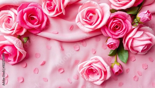 Soft pink rose fabric backdrop, delicate floral pattern, textured surface,  pretty,  romantic
