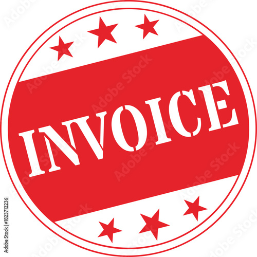 Red Circular Invoice Stamp Vector Design