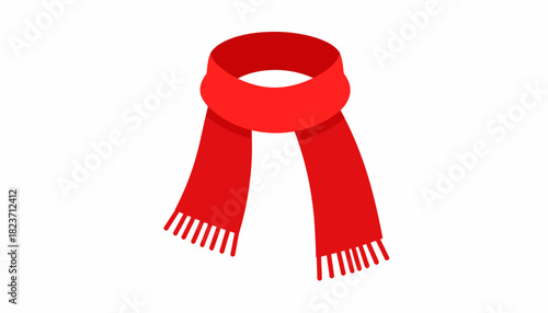 Illustration of a red scarf with tassels on a white background.