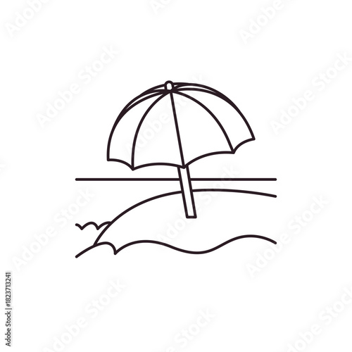 beach umbrella parasol summer holiday sea ocean vacation emoji symbol sign icon vector illustration isolated flat