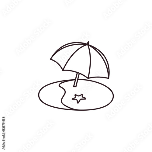 beach umbrella parasol summer holiday sea ocean vacation emoji symbol sign icon vector illustration isolated flat