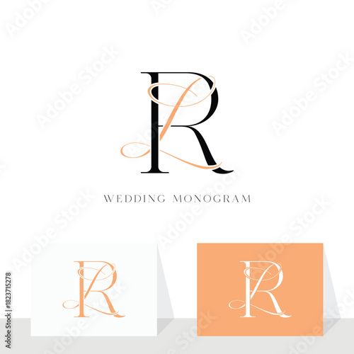 Elegant RL LR wedding monogram logo design