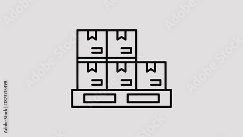 Boxes on a pallet icon simple line art vector illustration for delivery and storage isolated on a white background