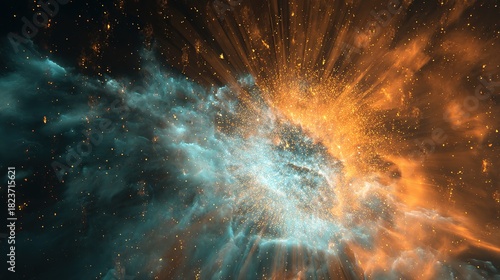 Breathtaking Cosmic Nebula with Dynamic Particle Effects – Vivid Interstellar Gas, Glimmering Stardust, and Swirling Luminescent Particles that Bring Otherworldly Depth to Space-Themed Creations.