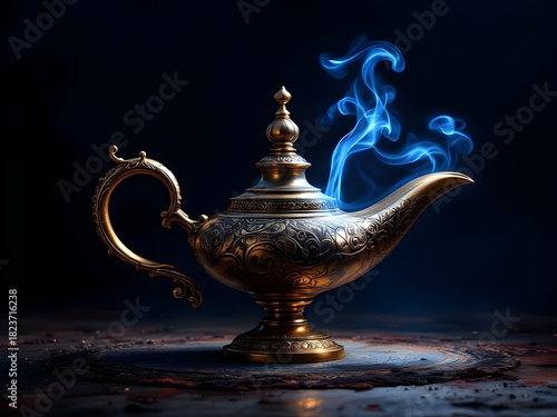 antique lamp on a black background