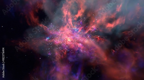 Breathtaking Cosmic Nebula with Dynamic Particle Effects – Vivid Interstellar Gas, Glimmering Stardust, and Swirling Luminescent Particles that Bring Otherworldly Depth to Space-Themed Creations. 
