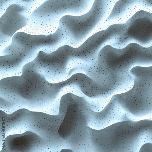 An abstract, flowing, textured surface with a pattern of small dots, illuminated with soft, ethereal light, creating a sense of depth and movement.