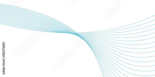 White abstract background with blue flowing wave lines. Minimalist wavy lines. Modern design element. Futuristic technology concept. Suit for banner, flyer, brochure, poster,