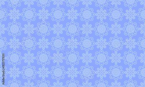 Light Blue Seamless Pattern with Soft Blue Mandala Floral Motifs