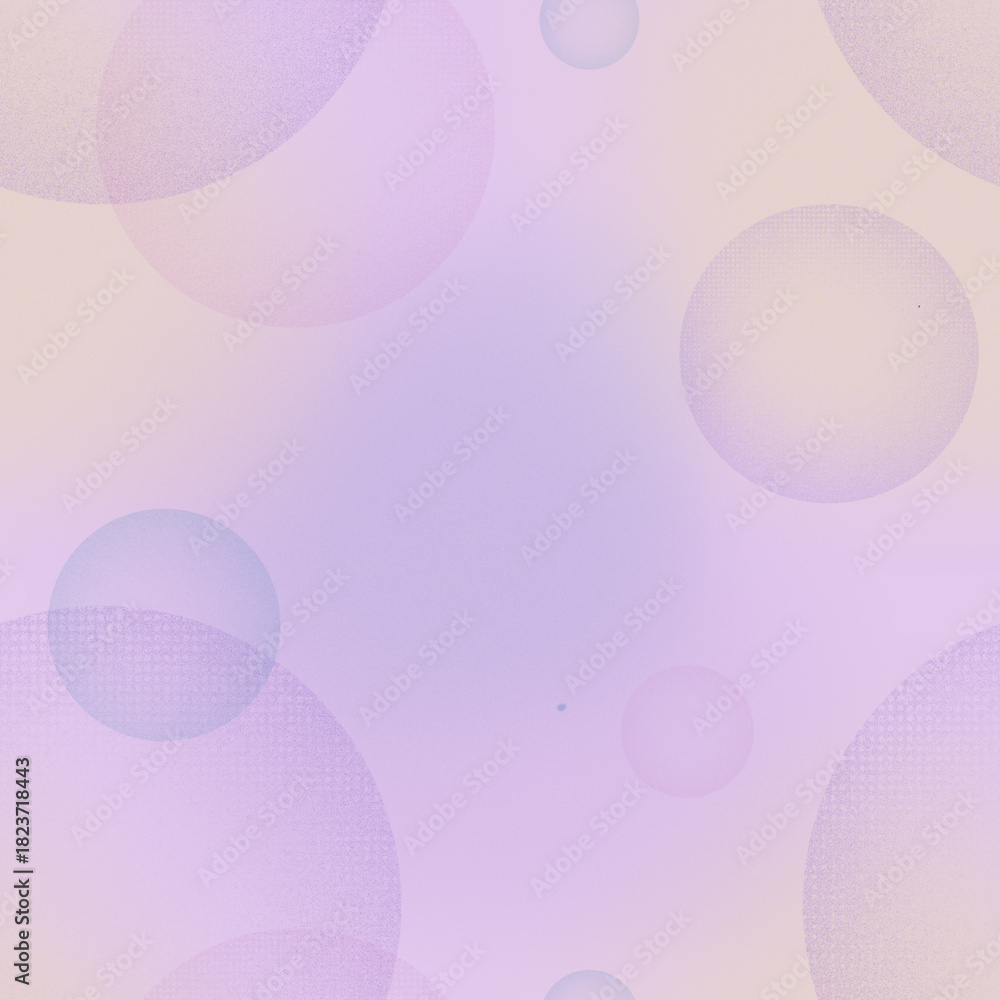 Obraz premium Abstract seamless pattern with soap bubbles in delicate,muted rainbow colors with a retro grainy texture from the 80s and 90s on acid pink background. Hand drawn illustrations for backgrounds