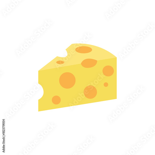 block of cheese wedge holes slice cheesy food swiss gouda emmental delicious emoji symbol sign icon vector illustration isolated flat
