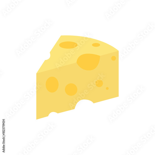 block of cheese wedge holes slice cheesy food swiss gouda emmental delicious emoji symbol sign icon vector illustration isolated flat