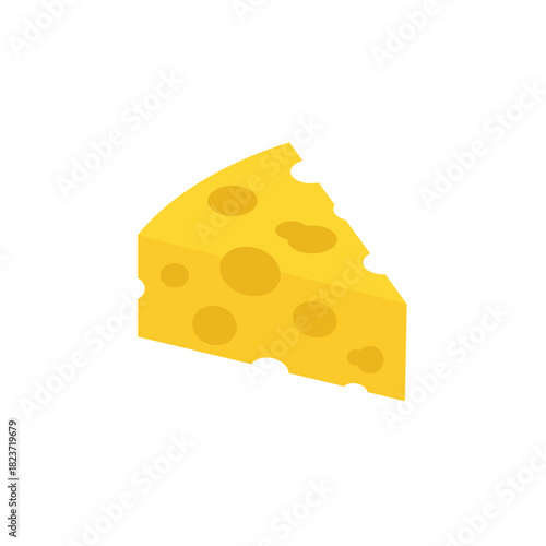 block of cheese wedge holes slice cheesy food swiss gouda emmental delicious emoji symbol sign icon vector illustration isolated flat