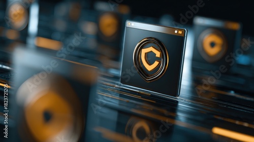 Secure Browser Icon With Scanner Shield Overlay Representing Anti-Tracking Privacy Technology for Safe Online Browsing