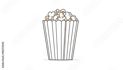 Illustration of a container filled with popcorn on a white background.