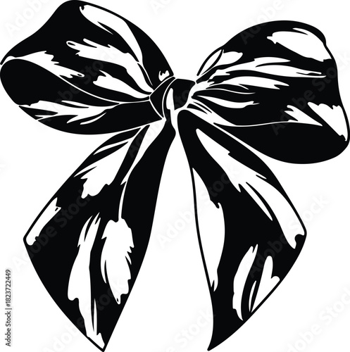 Stylized Black and White Decorative Bow silhouette Illustration