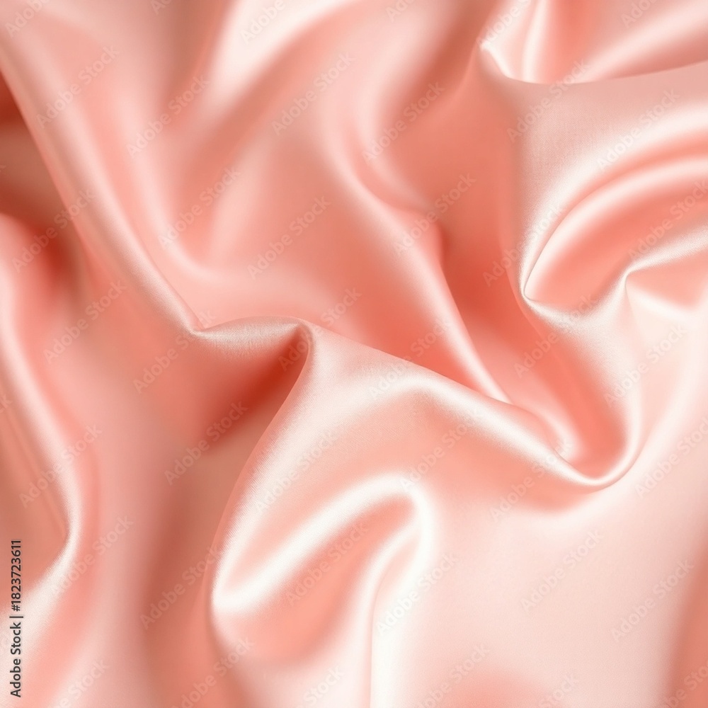 Fototapeta premium Soft Blush Pink Satin Glossy Surface Delicate Draping Elegant Luxury Fabric Texture Material