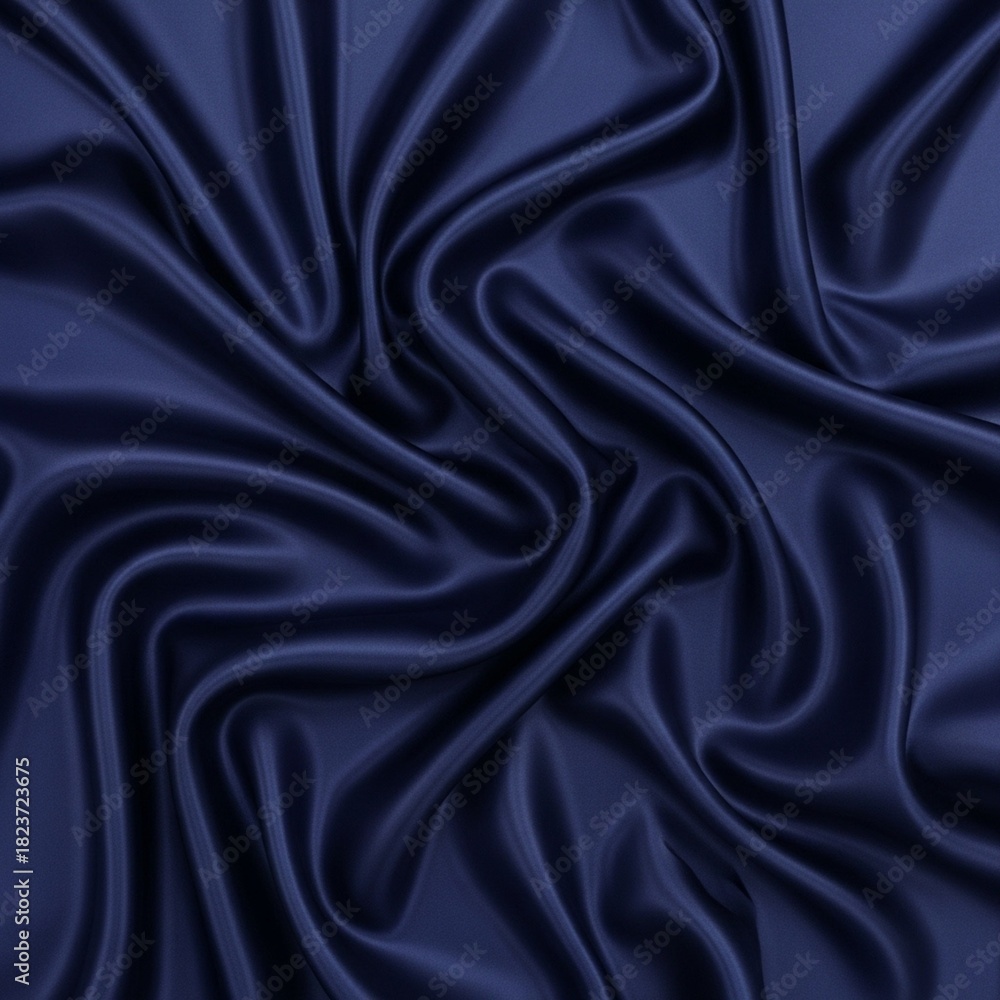 Obraz premium Smooth Navy Blue Silk Fabric with Elegant Flowing Waves Soft Sheen Luxury Material Texture