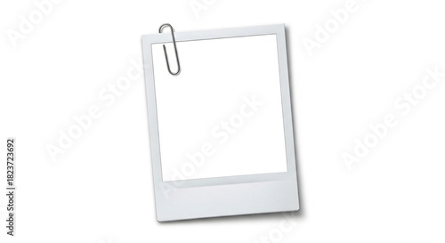 Blank polaroid frame with paperclip mockup for photo display and memories