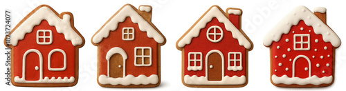 Gingerbread House Cookies Set –, PNG Illustration on Transparent Background
