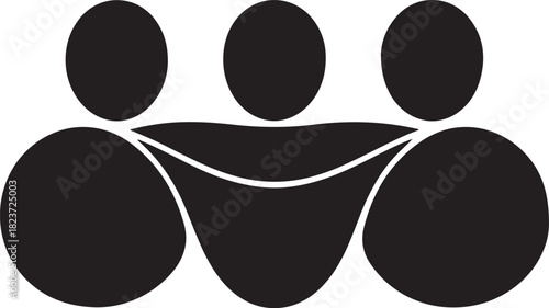 Three abstract figures in a group silhouette