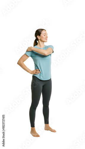 A chiropractor demonstrating a spine twist on self