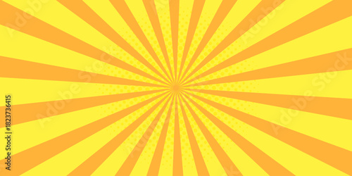 Bright yellow abstract background with sunburst radial rays.