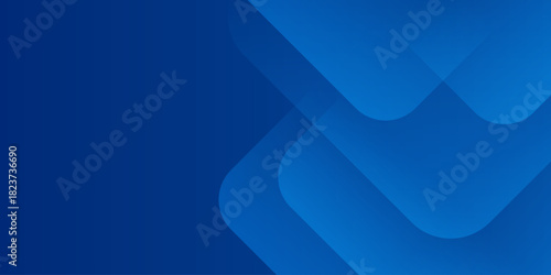 Blue abstract background with layered geometric shapes and gradients.