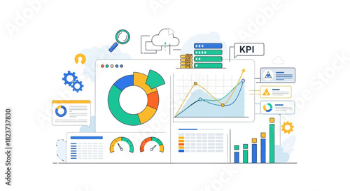 Business Intelligence Dashboard with Charts and Graphs for Data Analysis.