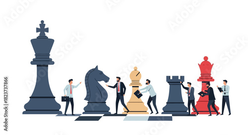 Business Strategy with Chess Pieces and Miniature People.